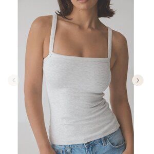 Ribbed Square Neck Brami in Light Heather Gray